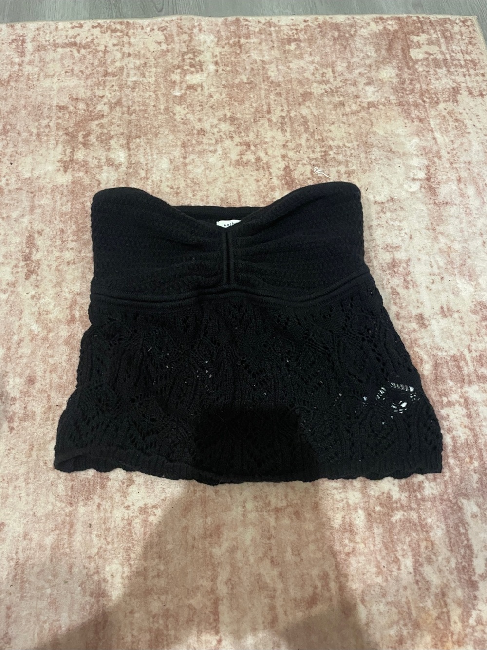 Strapless Black Crochet Tube Top